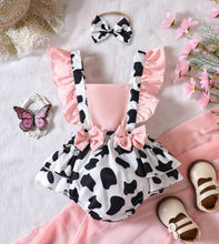 Load image into Gallery viewer, Pink ruffled cow onesie