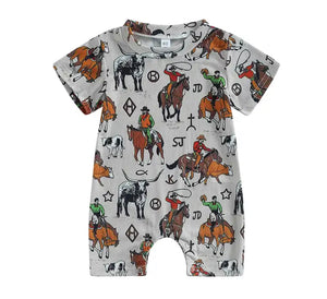 Boys Ribbed Western Romper