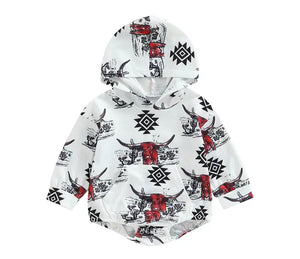 Boys Winter Western hooded onesie