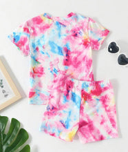 Load image into Gallery viewer, Tye dye kids life short outfit