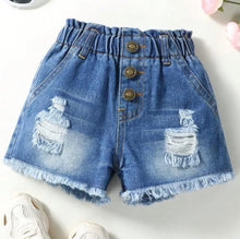 Load image into Gallery viewer, Paper bag ripped jean shorts