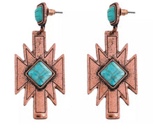 Load image into Gallery viewer, Aztec turquoise earrings