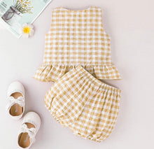 Load image into Gallery viewer, Plaid ruffled short outfit