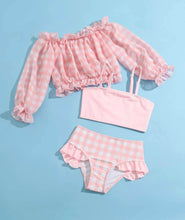 Load image into Gallery viewer, 3 pc checkered bikini set