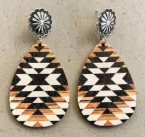 Concho Aztec Wooden earrings