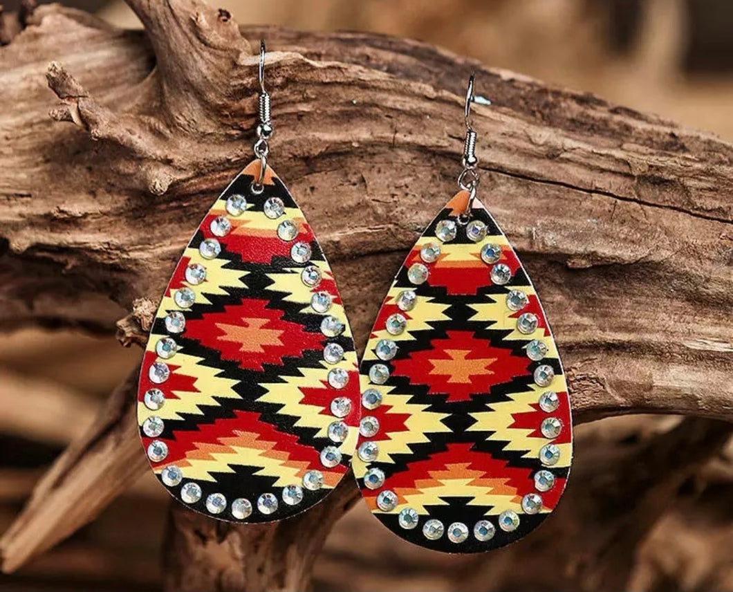 Serape aztec teardrop earrings