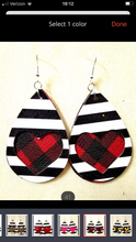 Load image into Gallery viewer, Glitter &amp; solid heart/stripe overlay earrings