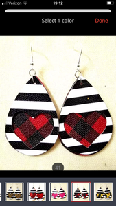 Glitter & solid heart/stripe overlay earrings