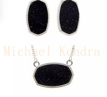 Load image into Gallery viewer, Oval(hexagon) resin druzy earring/necklace set