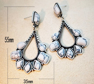 Open teardrop stone earrings