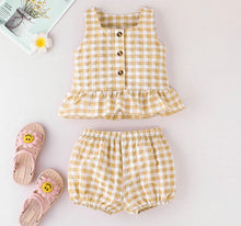 Load image into Gallery viewer, Plaid ruffled short outfit