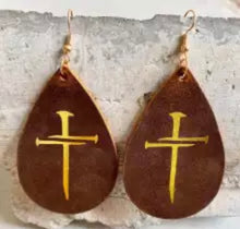 Load image into Gallery viewer, Leather foil stamped earrings