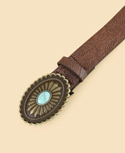 Load image into Gallery viewer, Paisley tooled belt/buckle