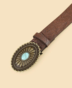 Paisley tooled belt/buckle