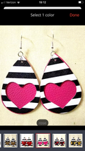 Load image into Gallery viewer, Glitter &amp; solid heart/stripe overlay earrings