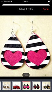 Glitter & solid heart/stripe overlay earrings