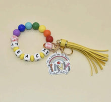 Load image into Gallery viewer, Teacher charm silicone beaded key rings