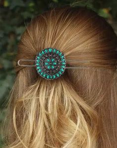 Turquoise flower Hair pin