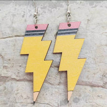 Load image into Gallery viewer, Wooden lightening bolt earrings