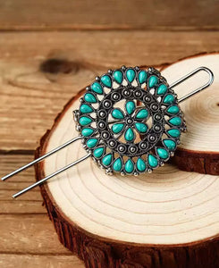 Turquoise flower Hair pin