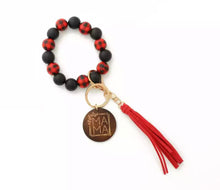 Load image into Gallery viewer, Mama charm wooden beaded key rings