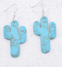 Load image into Gallery viewer, Dangle Stone cactus earrings