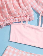 Load image into Gallery viewer, 3 pc checkered bikini set