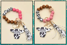 Load image into Gallery viewer, Cow Mama Wooden beaded key rings