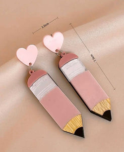 Heart pencil drop earrings