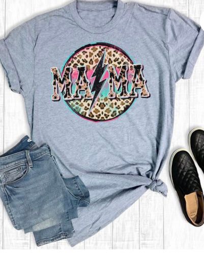 Leopard Rockstar Mama graphic tee