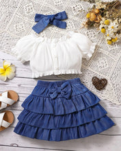 Load image into Gallery viewer, Puff sleeve/ruffled skirt outfit