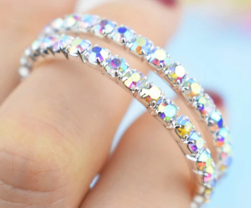 Crystal Rhinestone iridescent hoops