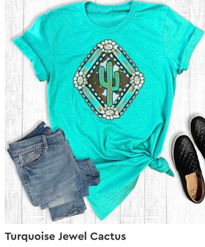 Turquoise Jewel Cactus graphic tee