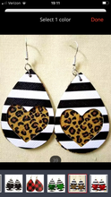 Load image into Gallery viewer, Glitter &amp; solid heart/stripe overlay earrings