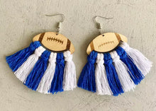 Load image into Gallery viewer, Football wooden fringe earrings