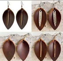 Load image into Gallery viewer, Leather leaf earrings