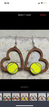 Load image into Gallery viewer, Wooden cutout sport heart earrings