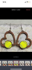 Wooden cutout sport heart earrings