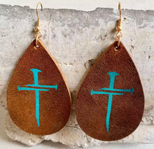 Load image into Gallery viewer, Leather foil stamped earrings