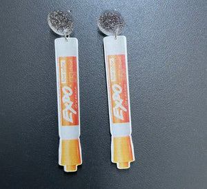 Dry Erase marker earrings