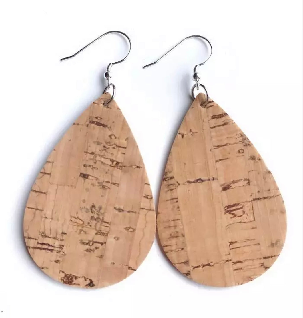 Cork raindrop earrings