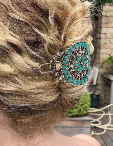 Turquoise flower Hair pin