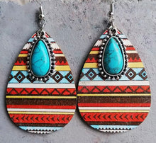 Load image into Gallery viewer, Charmed Wooden raindrop earrings