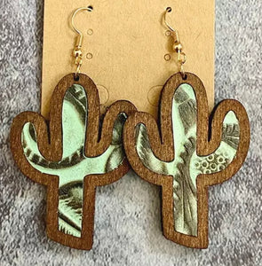 Wooden Cactus earrings