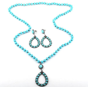 Turquoise necklace and earrings