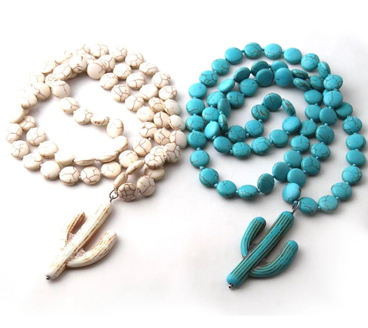 Turquoise (faux) cactus necklace