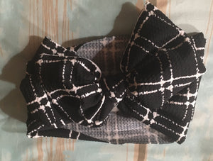 Black/white plaid headwrap