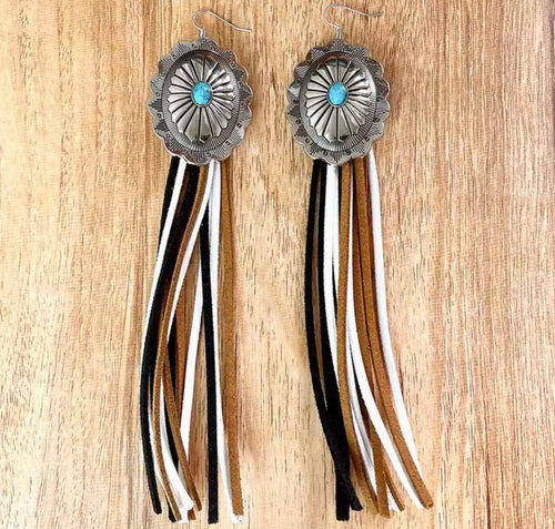 Concho fringe earrings