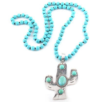 Load image into Gallery viewer, Bohemian stone  cactus necklace