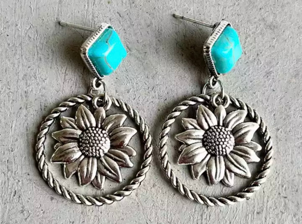 Boho silver/turquoise earrings